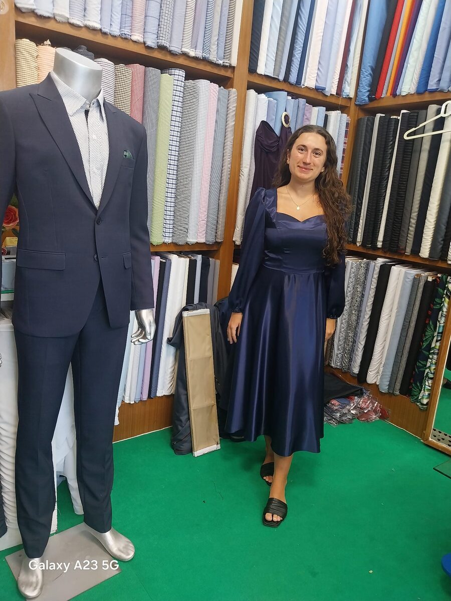 Client in tailored outfit