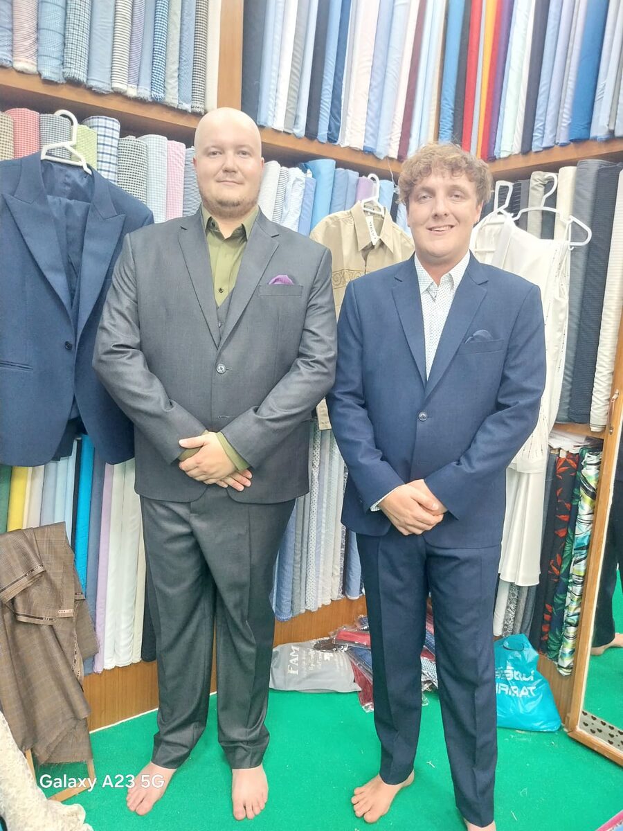 Customer in wedding suit