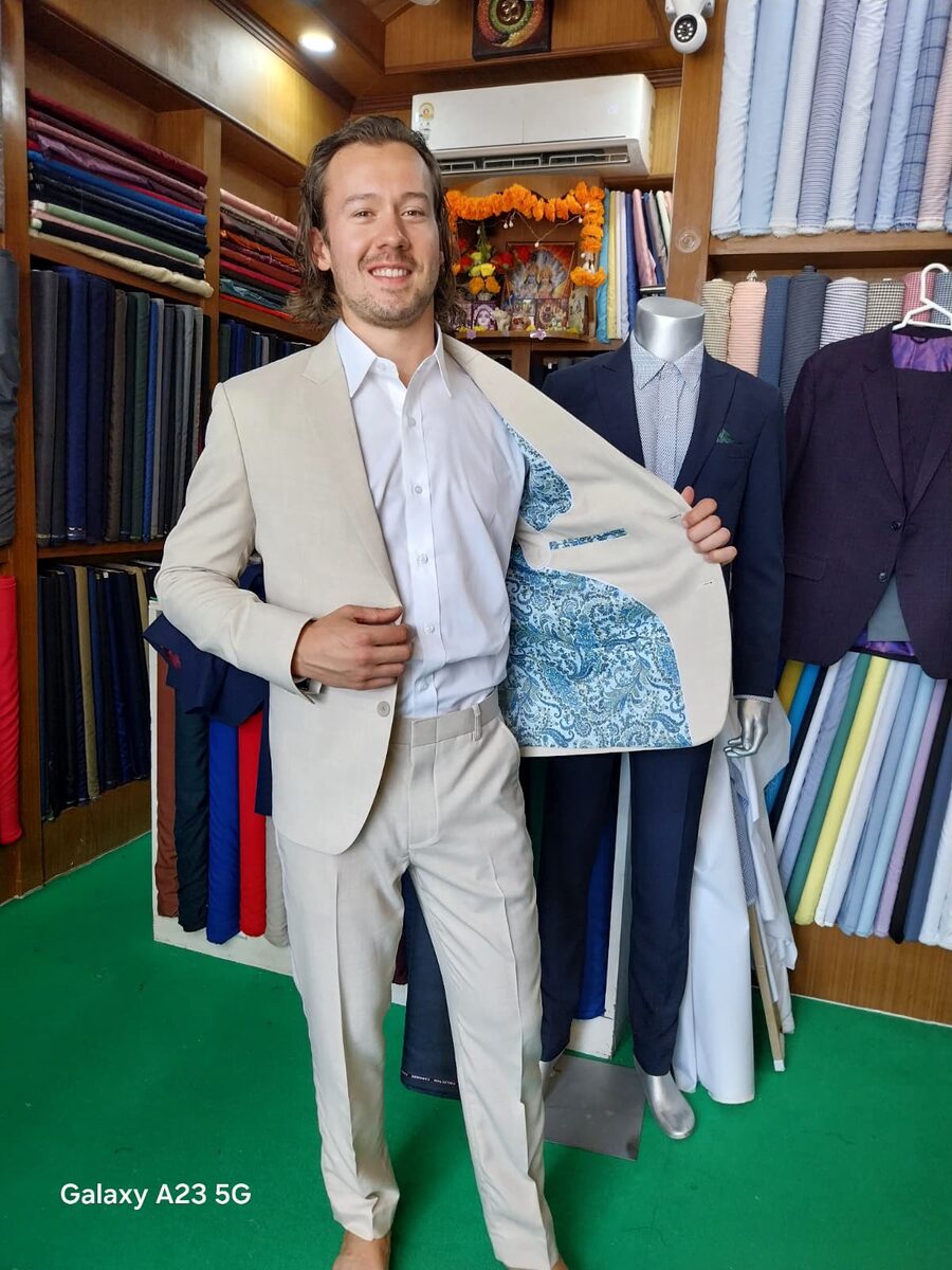 Customer in casual blazer