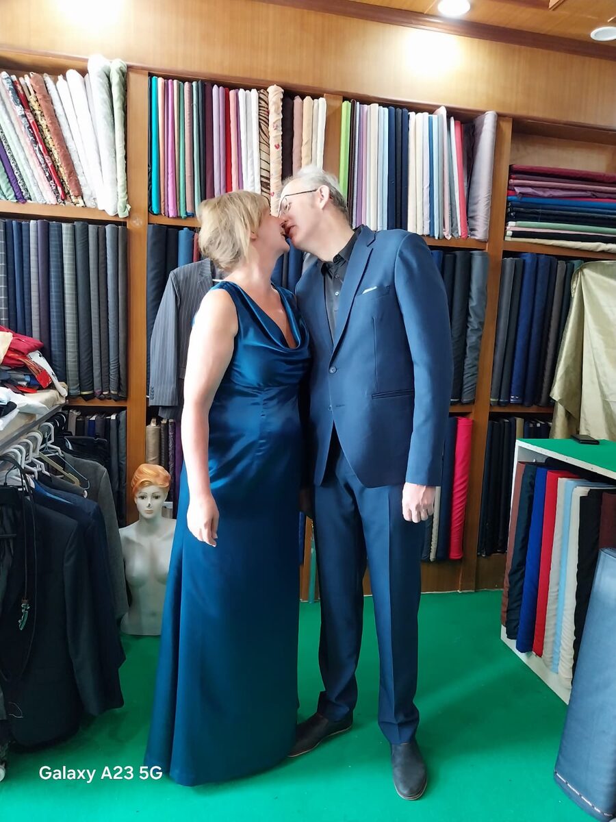 Wedding couple in bespoke attire